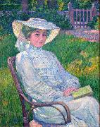 Theo Van Rysselberghe Lady in White - Portrait of Mrs. Theo Van Rysselberghe oil painting artist